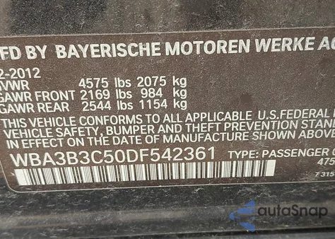 2013 BMW 328I xDrive z USA, uszkodzony, nr VIN WBA3B3C50DF542361